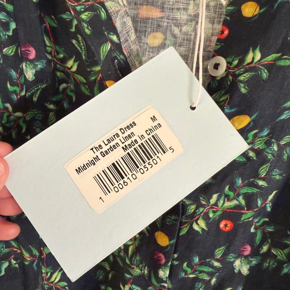NWT Hill House Laura Dress Midnight Garden linen fruit veggie preppy whimsy - Picture 6 of 9